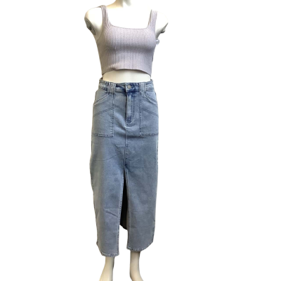 Brand New All About Eve Womens  Size 10 Becca Denim Maxi Skirt Light Blue 