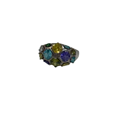 A&C Sterling Silver (925) and Multi-Coloured Cubic Zirconia Crystal Ring (5 grams) - 7.75