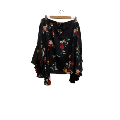 City Chic Womens Size S Black Floral Top