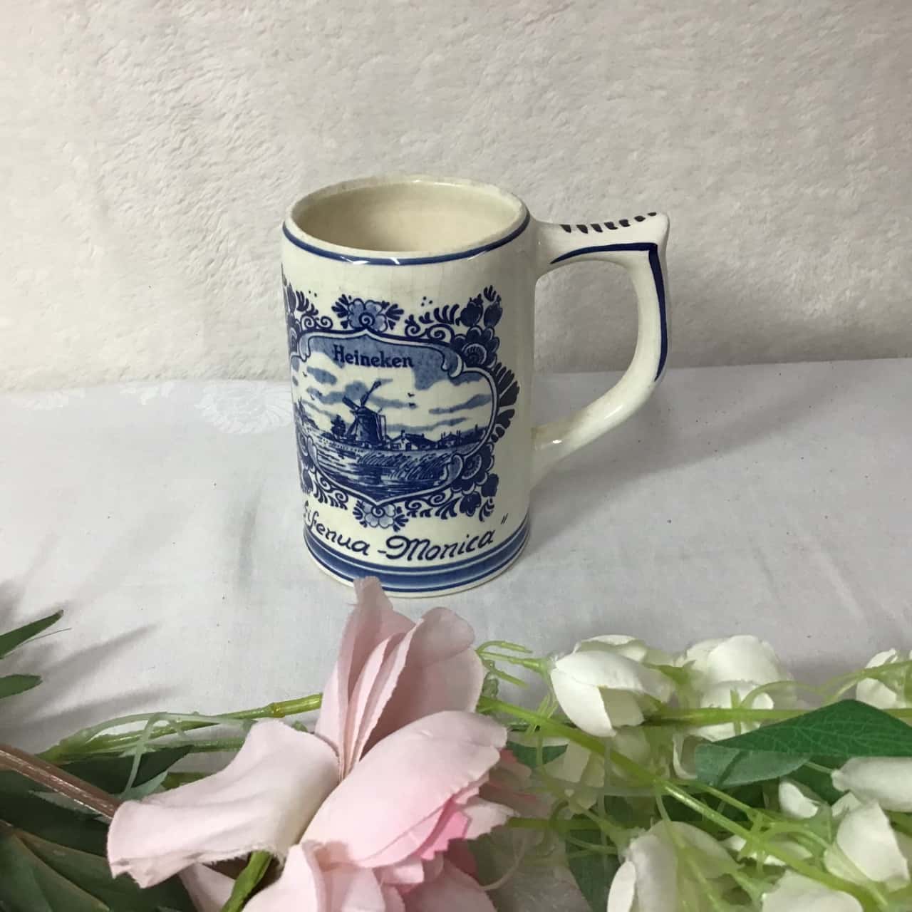 Vintage G.K.B. Hand Painted Delfts Blue Heineken Ceramic Beer Stein Mug ...