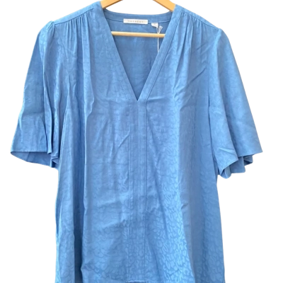 Trenery Short Sleeved Shirt Leo Size M Lake Blue BNWT