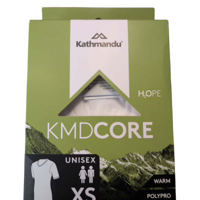  Kathmandu KMDCore Polypro unisex short-sleeve V-neck thermal base layer in size XS. 