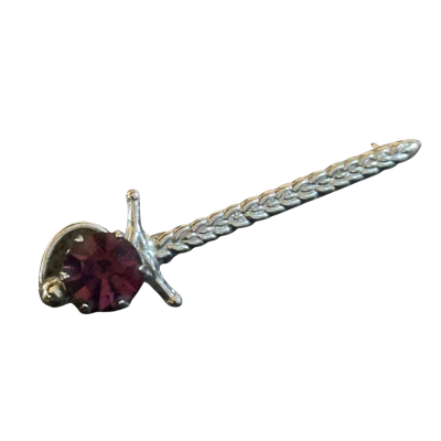  Mizpah Womens Sword Brooch Purple Stone /Silver Tone
