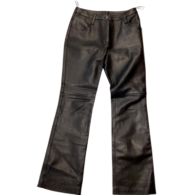 Women's Leather Size L Bootcut Jeans Black  