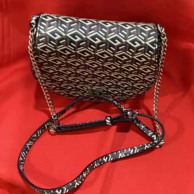 Guess G Cube Monogram Crossbody Saddle Bag