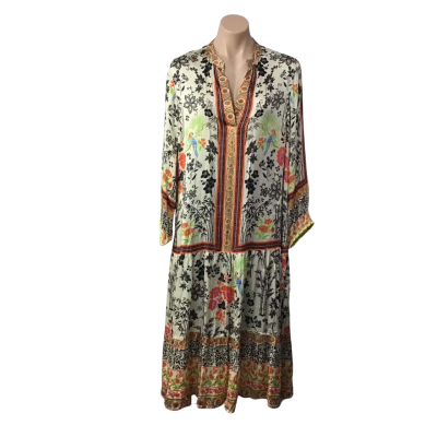  Ruby Yaya Womens Size M Multicoloured Patterned Long Sleeve Midi Dress  