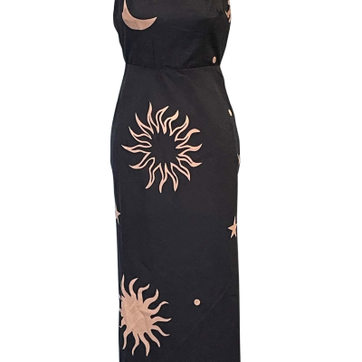  Womens  Size 6 / XS Midi Dress / Short Sleeve Dress  Black  / Brown 