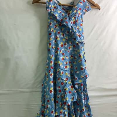 Pavement Brands Kids Size 14 Frill Jumpsuit Blue / Floral BNWT