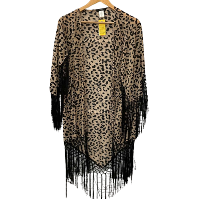 Sportsgirl Womens  Size One Size Open Shawl Jacket Animal print / Black  