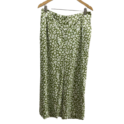  Womens  Size 16 Culottes Khaki Green Print 