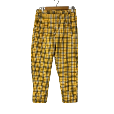 Dangerfield Womens Size 12 Yellow / Black / White Checked Straight Leg Pants