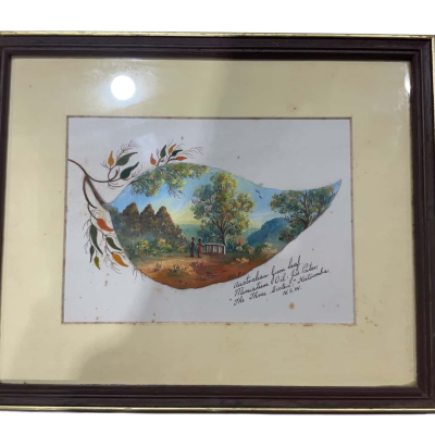 Australian Gum Leaf Miniature Oil Painting 
