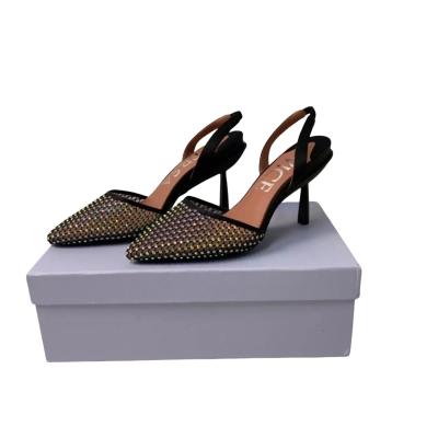 BNWT Vice Versa Everyday Heel Crystal Mesh Convertible Slingback Pumps Womens Size 37 
