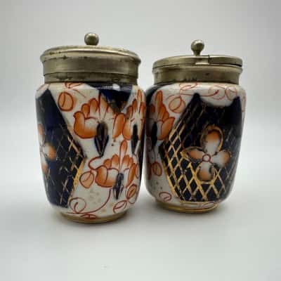 Vintage Hand Painted Imari-Style Condiment Set