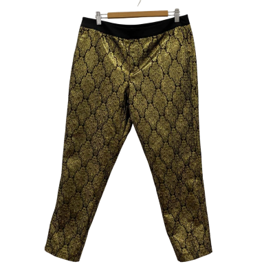 Bardōt Women's Shiny Gold Pants Size 10 Black  / Gold 
