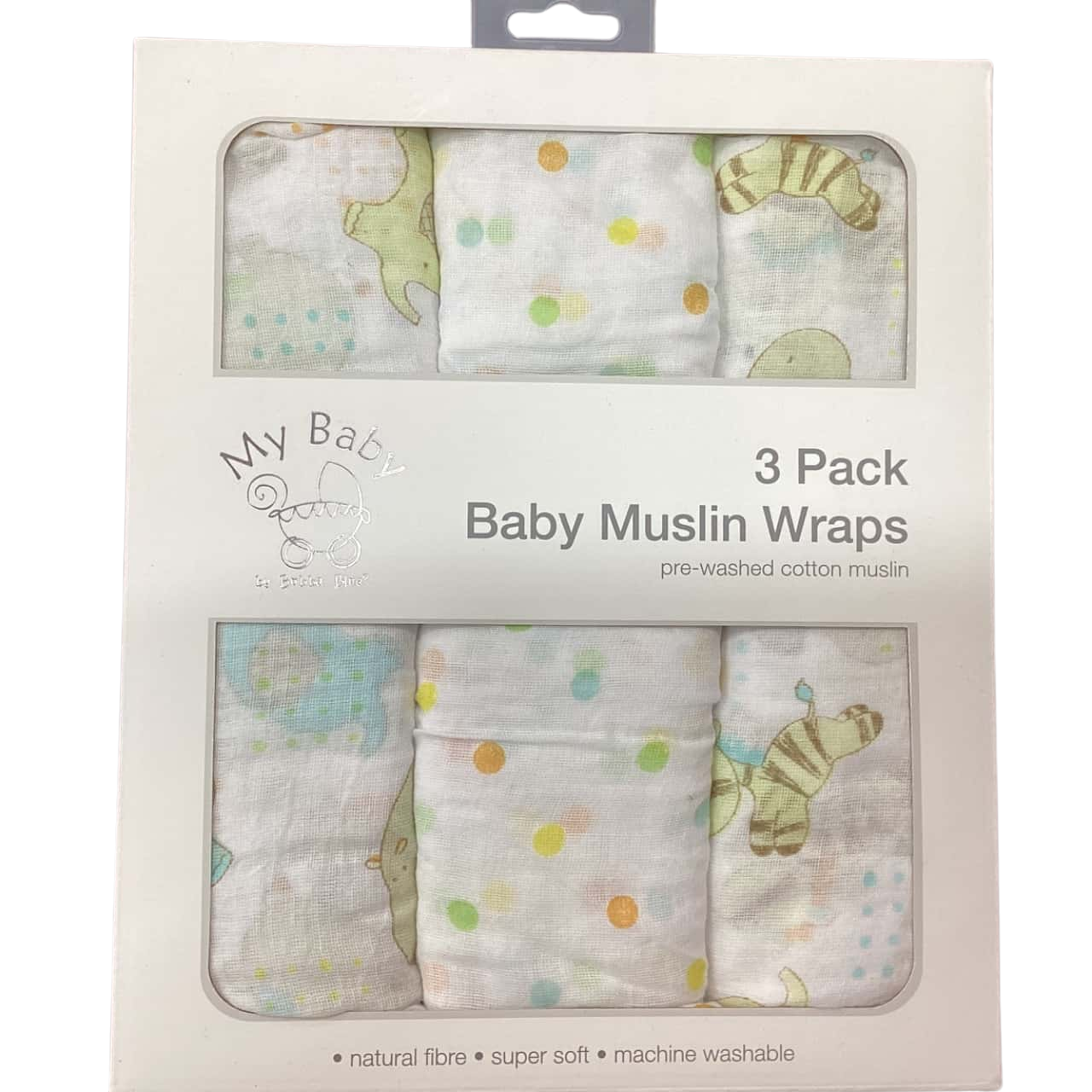 My Baby 3 Pack Baby Muslin Wraps(s)