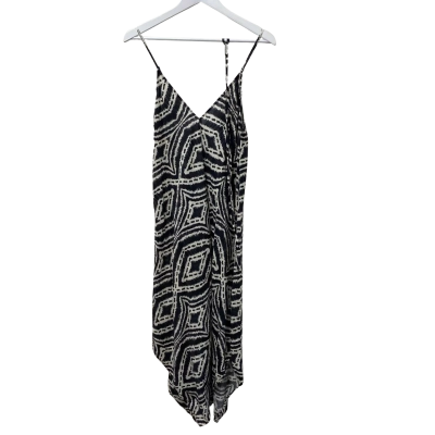 Seafolly Womens  Size M Shoestring Strap Dress Geometric Black  / Off White 