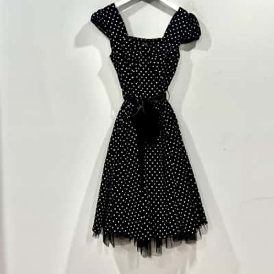 BNWT Hearts & Roses Black White Polka Dot Dress Size 12