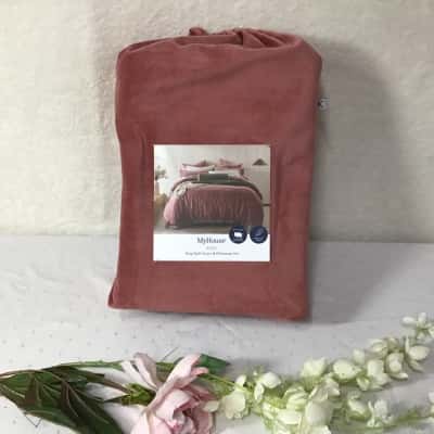 My House Rose Pink Velvet KOA King Quilt Cover & Pillowcase Set (new)