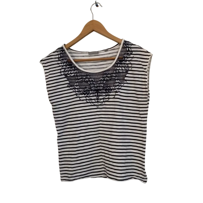 Jigsaw Womens  Size S Short Sleeve Top Black  / Striped / White 