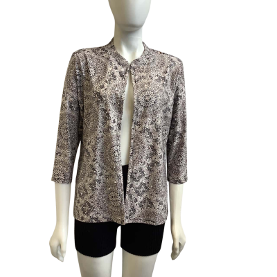 Brand New Liz Jordan Womens  Size S Sirene Evening Cardi Top Black / Taupe