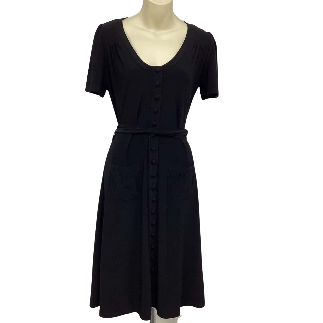 Leona Edmiston Womens Size 1 Black tea dress VGUC (s)