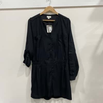 Witchery Womens  Size 14 Long Sleeve Playsuit Black  