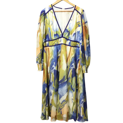 Gingham & Heels Women's  Size 20 Long Sleeve Blue & Green Maxi Dress