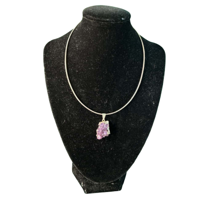 Womens Amethyst cluster Pendant Purple / Silver 