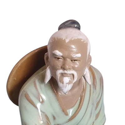 Vintage Shiwan Chinese Fisherman with Pole Figurine15cm tall