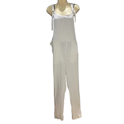 BNWT Rusty Women's Size 10 Overalls Striped Bright White  RRP $99.99