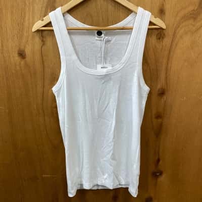 Bassike White Tank Top Size XL