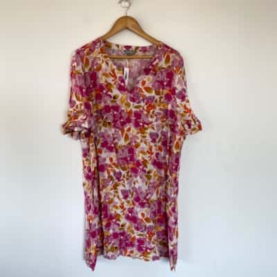 Suzannegrae Pink FLoral Short Sleeve Mini Dress Size 20