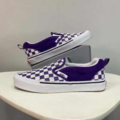 Vans Mens  Size 8 /  Women’s Size 9.5 Loafers Checked / Purple / White 
