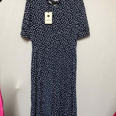 Jane Lamerton Womens  Size 12 Navy Blue / Polka Dot / White Dress 