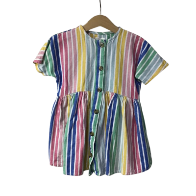 NEXT Kids Size 3 Multicoloured  Striped Button up Short Sleeve Dress