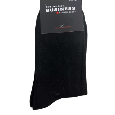 Cotton Rich Business Premier Socks Black Size 2-8