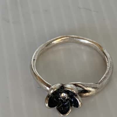  Pandora Retired "Mystical Floral" Silver Ring - Size N/ 54