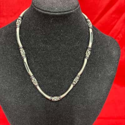 Women's Silver Tone Necklace with Decorative Purple & Silver Accents