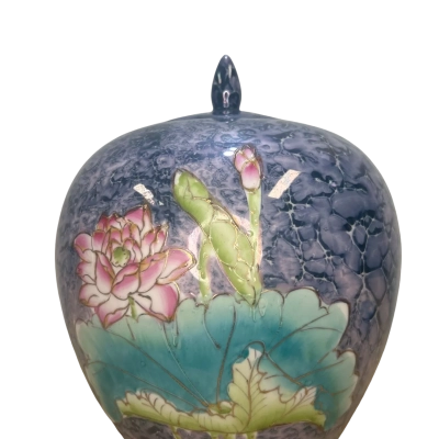 Large Hand Painted Ceramic Ginger Jar