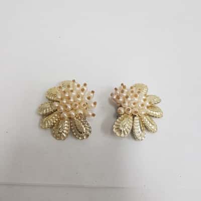  Womens Clip On Earrings Gold / Pearl 