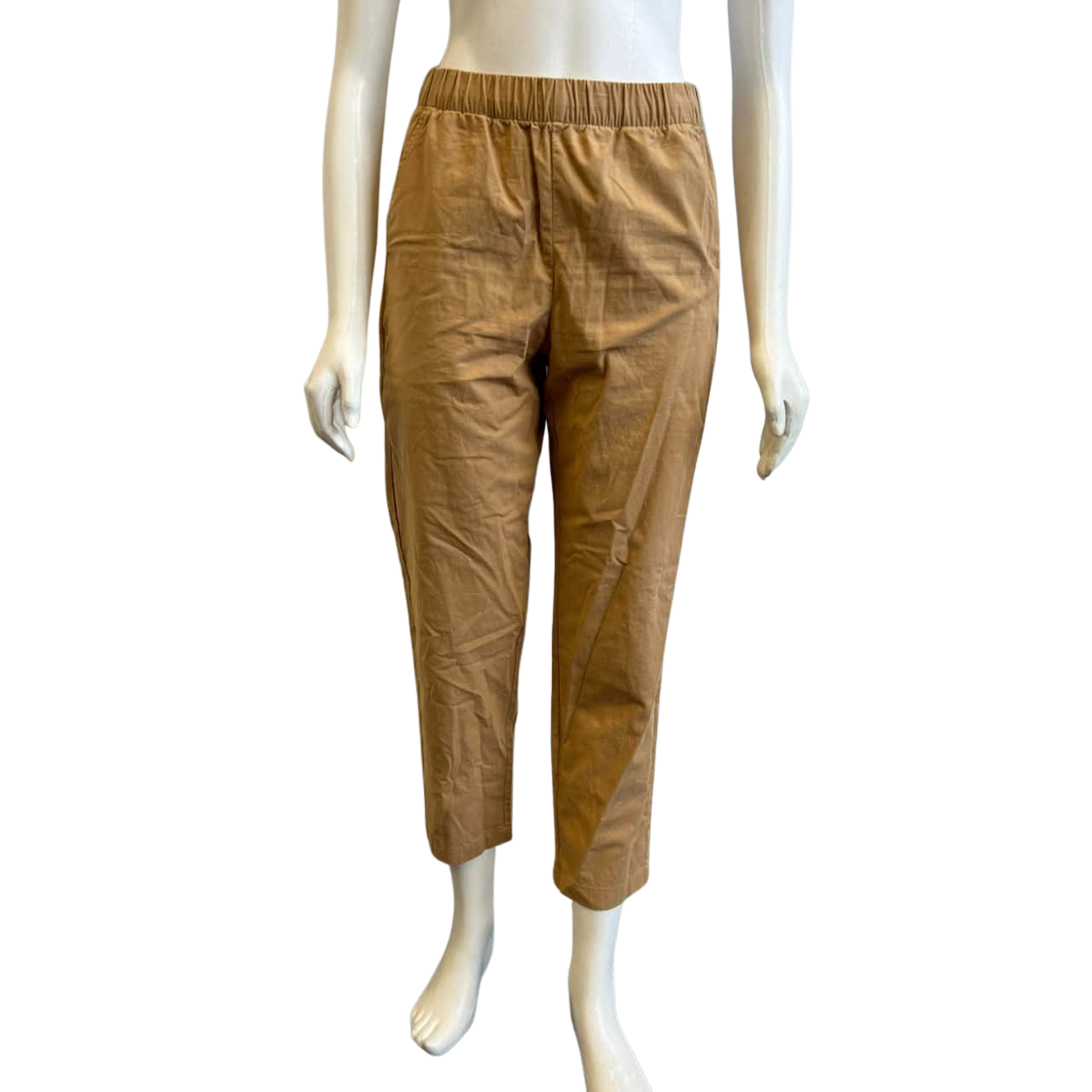 Uniqlo Womens Size S Cotton Relaxed Ankle Pants Beige (s)