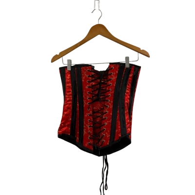 Red & Black Lace Up Corset.  Size 26" /XS