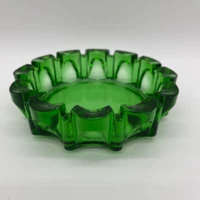 Mid-Century Green Glass Ashtray [B#30]