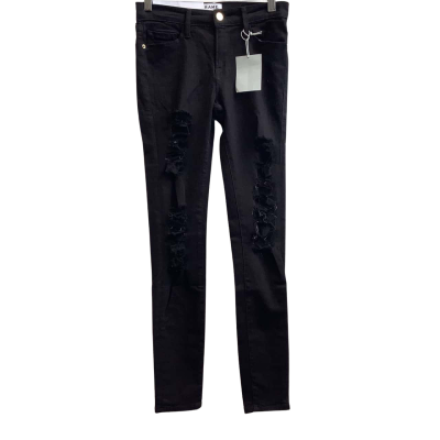 Brand New Frame Denim Womens Label Size 24 Ripped Skinny Fit Jeans Black