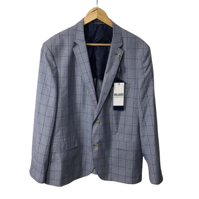Van Heusen Mens Size 112 / 44 Reg Sky Blue / White Checked Casual Blazer (new)