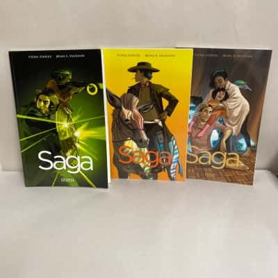Saga comic series by Fiona Staples and Brian K. Vaughan 7/8/9
