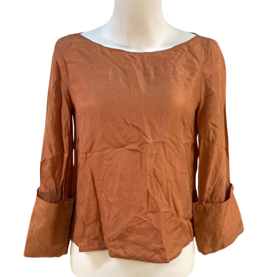 COS Womens Size S Silk Top Orange 