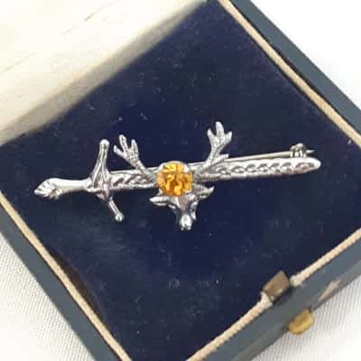 Vintage Mizpah Stag Head Brooch