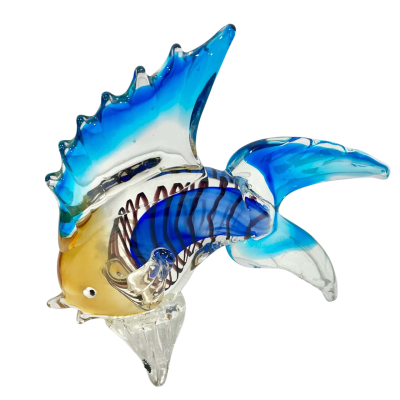 Large Murano Art Glass Blue/Yellow Fish Sculpture -Simply Stunning
